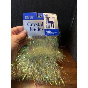 Vntg Velvetouch Crystal Icicles Heavyweight Extra Wide 18"Long NOS ChristmasTree